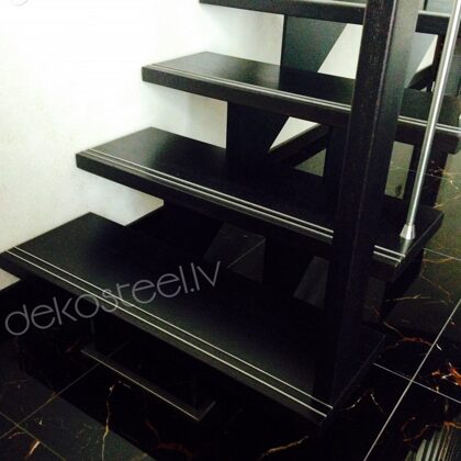 Metāla kāpnes, ar pakāpienos iedarinātiem nerūsējošā tērauda elementiem.