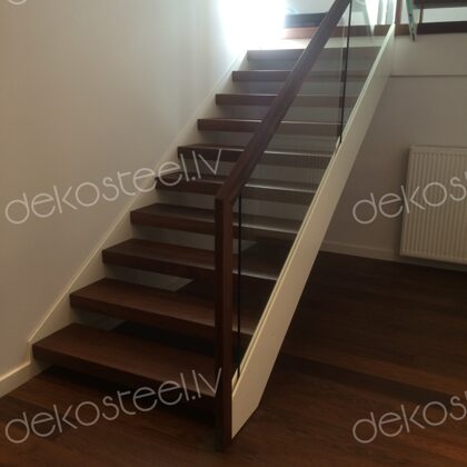 Metāla kāpnes ar stikla margām.